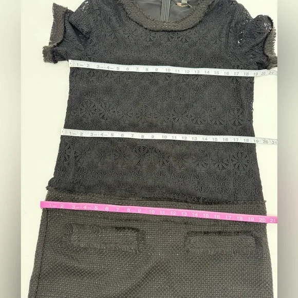 Rachel Zoe Navy Blue Lace Tweed Textured Shift Dress - Picture 7 of 7